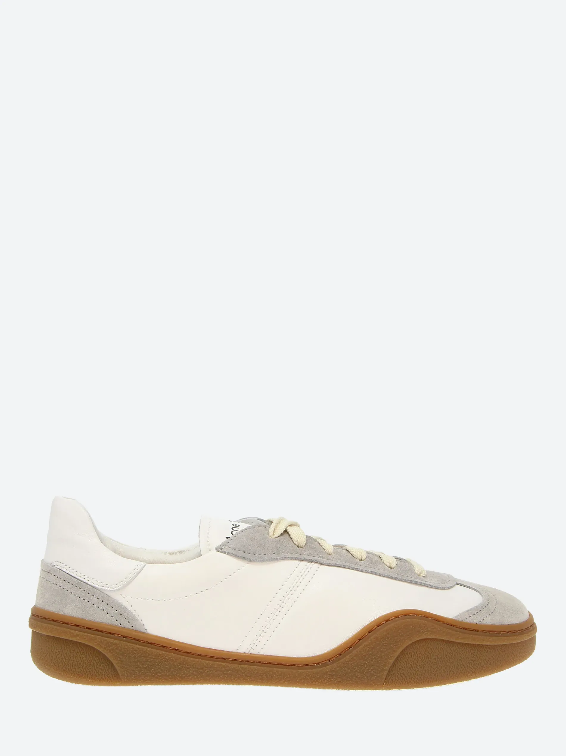 Acne Studios - Bar M Lace-Up Sneakers in White and Brown