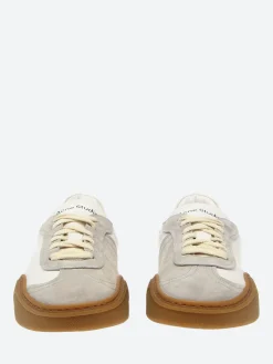 Acne Studios - Bar M Lace-Up Sneakers in White and Brown