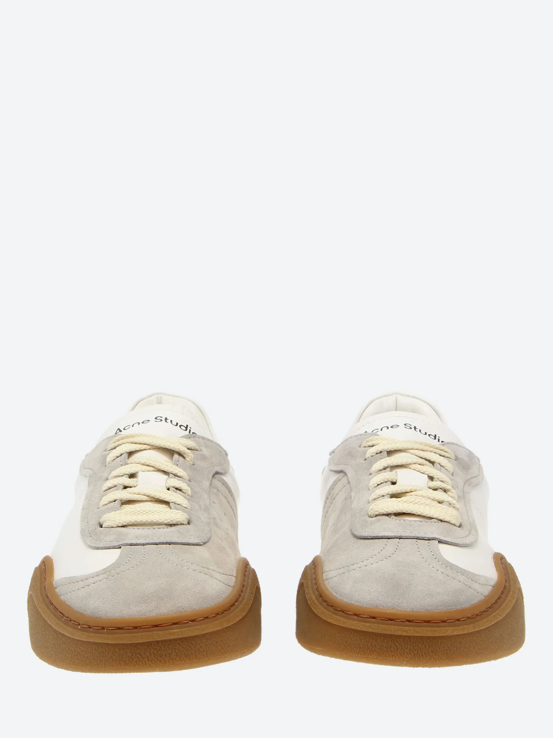 Acne Studios - Bar M Lace-Up Sneakers in White and Brown