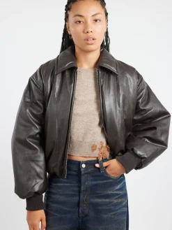 Acne Studios - Coated Bomber Jacket in Dark Brown
