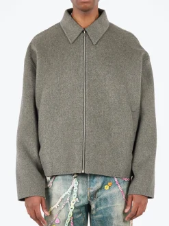 Acne Studios - Doverio Double Wool Zipper Jacket in Grey Melange