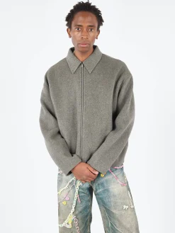 Acne Studios - Doverio Double Wool Zipper Jacket in Grey Melange