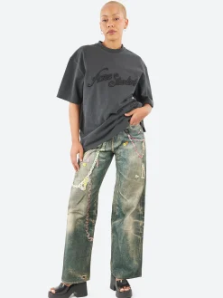 Acne Studios - Exford U Pique Tourist Logo T-Shirt in Faded Black