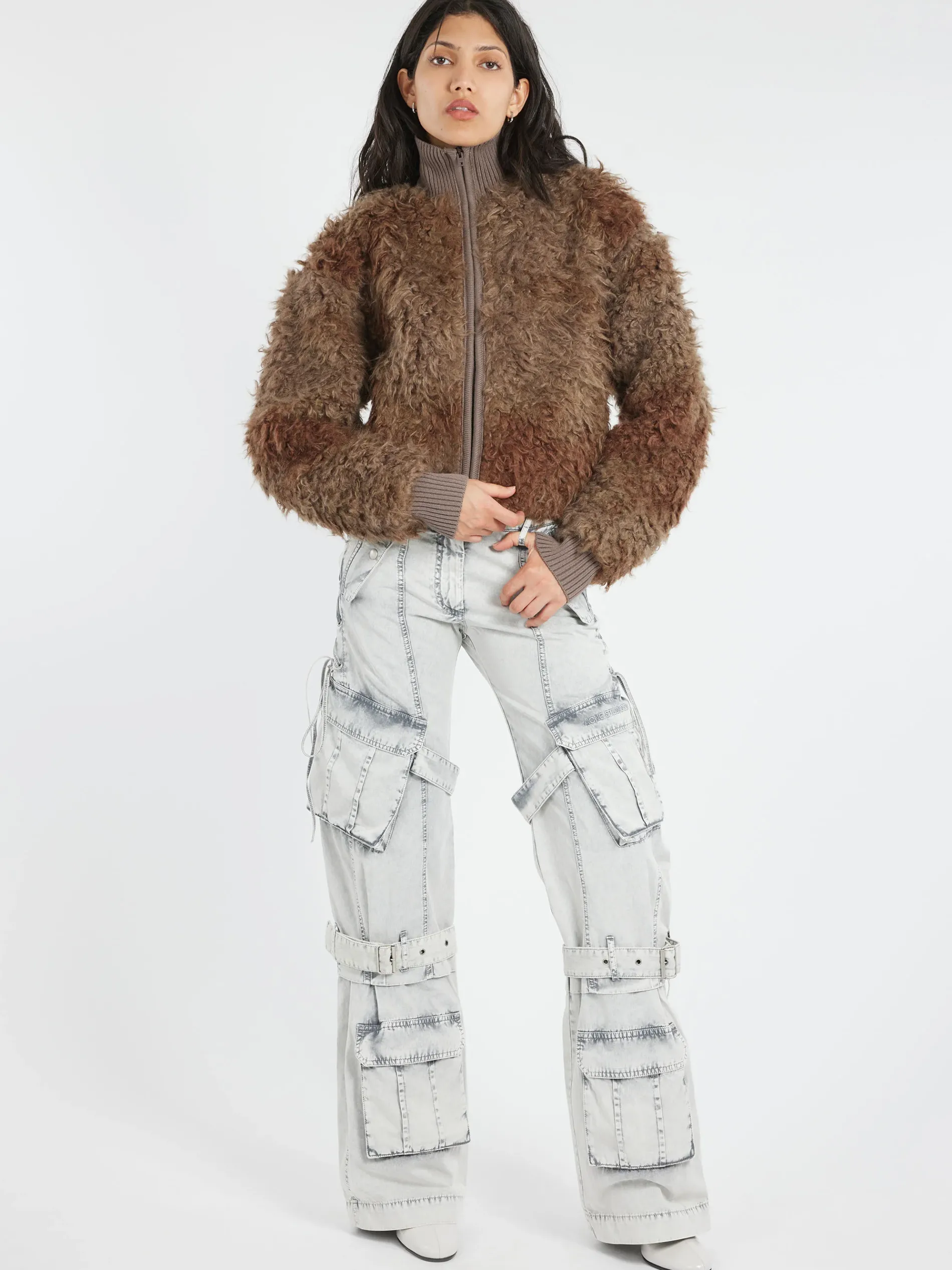 Acne Studios - Freya Faux Fur Jacket in Mud Brown