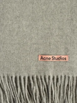 Acne Studios - Fringe Wool Scarf in Light Grey Melange