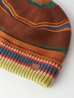 Acne Studios - Kenzil Stripe Knit Beanie in Cinnamon Brown and Multi