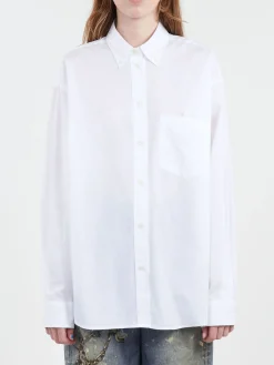 Acne Studios - Suleing Melange Cotton Poplin Button-Up Shirt in White
