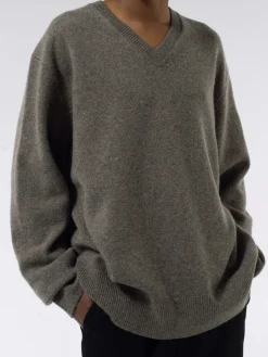 Acne Studios - V-Neck Wool Cashmere Jumper in Fox Grey