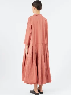 Album di Famiglia - Pleated Collar Dress TC in Coral