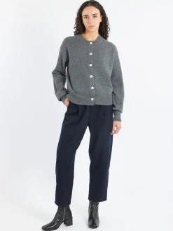 &Daughter - Ada Crewneck Cardigan in Derby Grey
