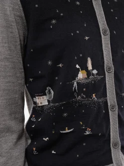 Antipast - Sock Knit Cardigan in Black/Navy