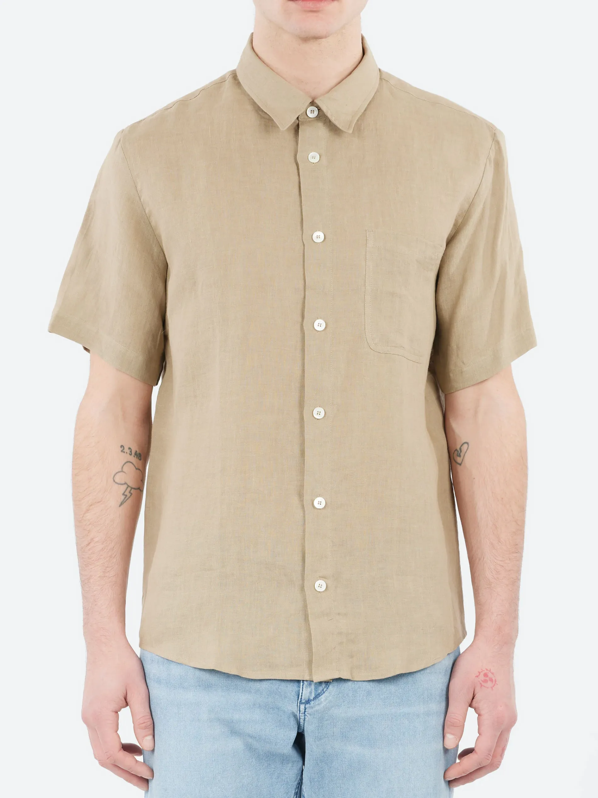 A.P.C. - Bellini Logo Short-Sleeve Shirt in Dark Beige