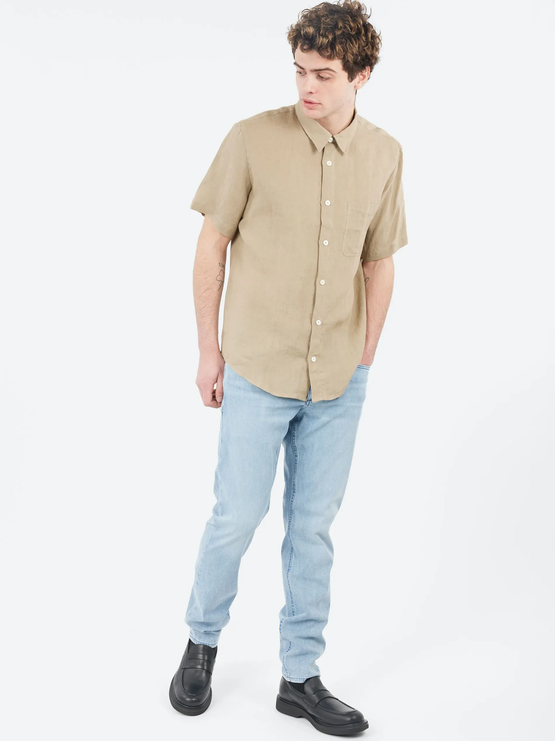 A.P.C. - Bellini Logo Short-Sleeve Shirt in Dark Beige
