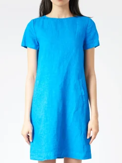 Aspesi - Compact Slub Linen Dress in Turquoise