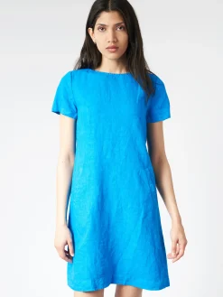 Aspesi - Compact Slub Linen Dress in Turquoise