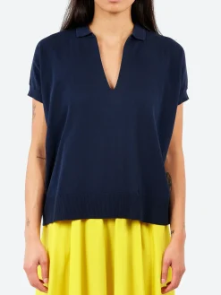 Aspesi - Cotton V-Neck Jumper in Navy