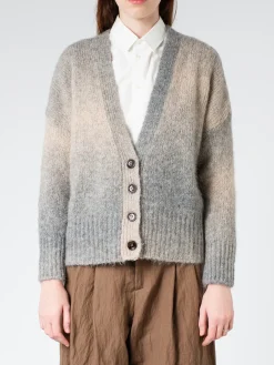 ASPESI - Gradient-Effect Alpaca Cardigan in Grey Melange