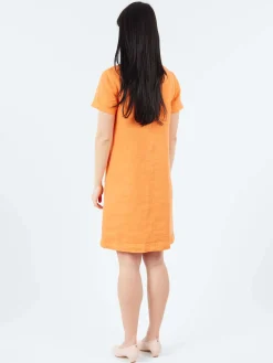 Aspesi - Slub Linen Short Dress in Orange