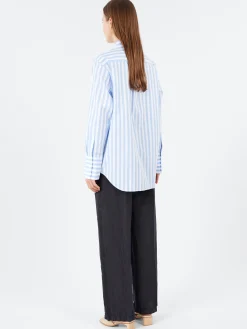 Aspesi - Vertical Striped Poplin Shirt in Light Blue Stripe