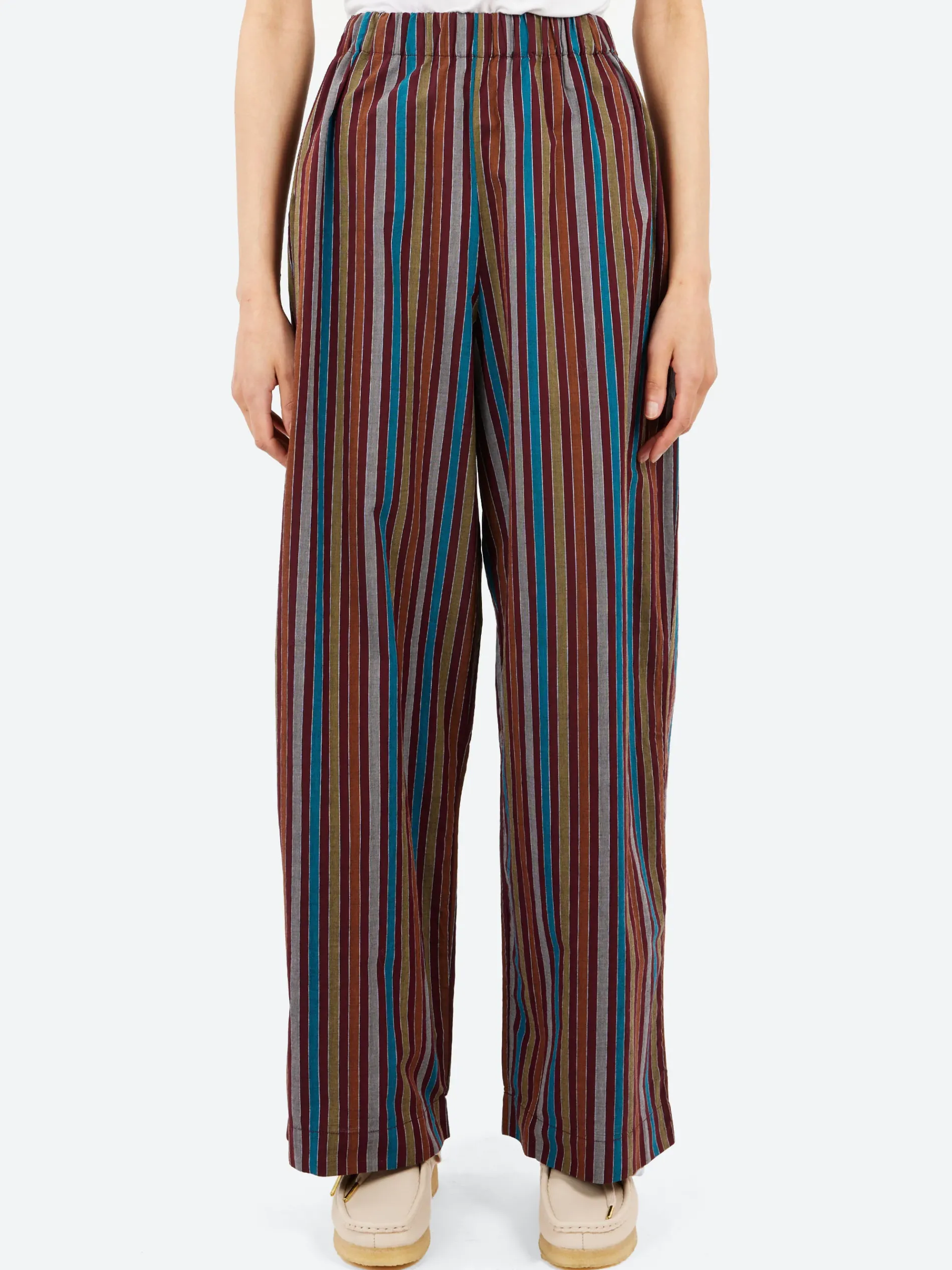 Baserange - Ole Pants in Maroon Multi Stripe