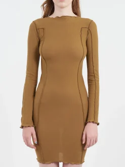 Baserange - Omato Long Sleeve Dress in Jade Brown