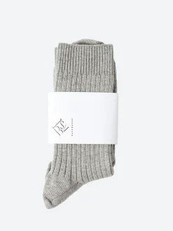 Baserange - Rib Ankle Socks in Grey Melange