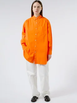 BEAMS BOY - Big Button-Down Shirt in Orange
