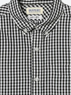BEAMS Boy - Gingham B.D. Shirt in Black