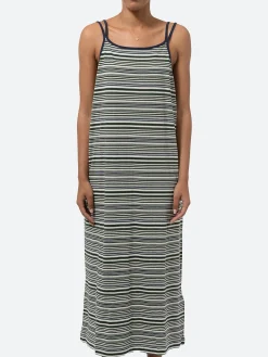 BEAMS Boy - Multi-Border Camisole Dress in Dark Green