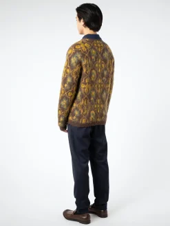 BEAMS PLUS - Botanical Jacquard Cardigan in Brown