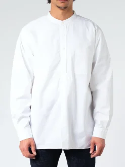BEAMS PLUS - Broad Band Collar Pullover Shirt in White