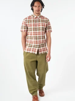 BEAMS PLUS - Button-Down Madras Shirt in Brown