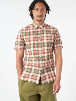 BEAMS PLUS - Button-Down Madras Shirt in Brown