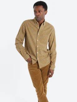 BEAMS PLUS - Button-Down Mini Plaid Flannel in Yellow