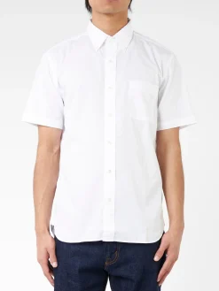 BEAMS PLUS - Color Broad Short Sleeve Button Down Shirt in White