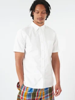 BEAMS PLUS - Coolmax Short Sleeve Button Down Shirt in White