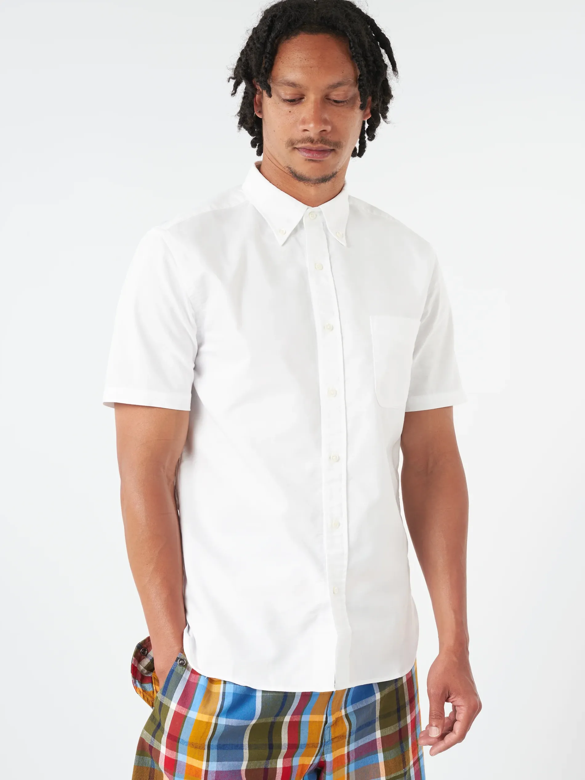 BEAMS PLUS - Coolmax Short Sleeve Button Down Shirt in White