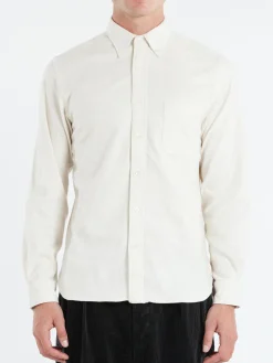 BEAMS PLUS - Flannel Solid Button Down Shirt in Off White