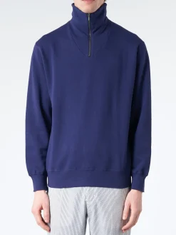 BEAMS PLUS - Half Zip Sweat in Navy