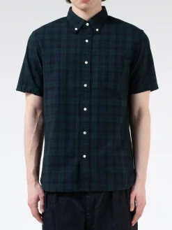BEAMS PLUS - Indigo Blackwatch Short Sleeve Button Down Shirt