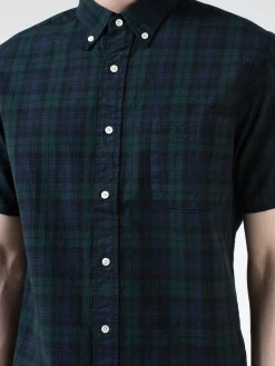 BEAMS PLUS - Indigo Blackwatch Short Sleeve Button Down Shirt