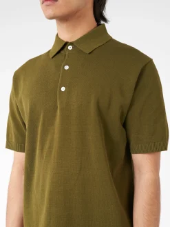 BEAMS PLUS - Knit Polo Shirt in Green