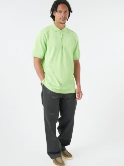 BEAMS PLUS - Knit Polo Shirt in Light Green