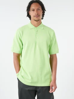 BEAMS PLUS - Knit Polo Shirt in Light Green