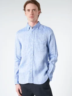 BEAMS PLUS - Linen Oxford Button Down in Blue