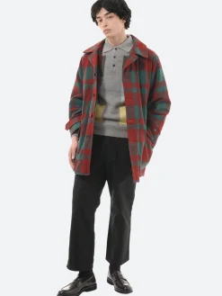 BEAMS PLUS - Mechanic Melton Hunting Coat in Red and Green Check