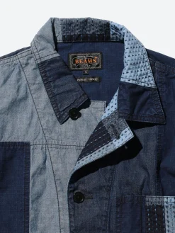 BEAMS PLUS - MIL Chore Jacket in Patchwork Indigo