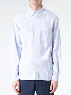 BEAMS PLUS - Oxford Candy Stripe Button Down in Blue