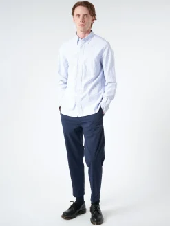 BEAMS PLUS - Oxford Candy Stripe Button Down in Blue