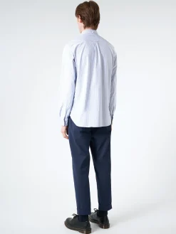 BEAMS PLUS - Oxford Candy Stripe Button Down in Blue